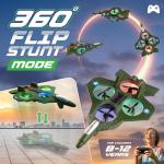 nutty toys RC Stunt Airplane for Kids & Adults - 3X Extended Battery Life, Top LED Jet Fighter Remote Control Plane Ages 8+, 360° Flip & Roll Drone, Best Stocking Stuffer Idea for Boys