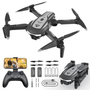 Drone with Camera for Kids Adults, Mini Foldable FPV Drones Remote Control Helicopter, RC Quadcopter with 1080P Live Video Camera, Gestures Selfie, One Key Start,2 Batteries, Toys/Gifts for Boys Girls