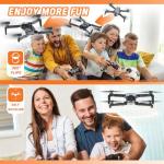 Drone with Camera for Kids Adults, Mini Foldable FPV Drones Remote Control Helicopter, RC Quadcopter with 1080P Live Video Camera, Gestures Selfie, One Key Start,2 Batteries, Toys/Gifts for Boys Girls