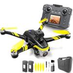 RC Drone with Screen Display Remote Control, 1080P Dual Camera, Speed Adjustment, Altitude Hold, One-Key Takeoff, 3D Flips, 2 Batteries, Toy for Boys Girls, Hovering, Brushless Motor, APP Control, LED Lights, for Kids 8-12 and Adult Beginners FPV Quadcopter Plane Copter (Black Yellow)