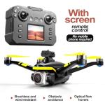 RC Drone with Screen Display Remote Control, 1080P Dual Camera, Speed Adjustment, Altitude Hold, One-Key Takeoff, 3D Flips, 2 Batteries, Toy for Boys Girls, Hovering, Brushless Motor, APP Control, LED Lights, for Kids 8-12 and Adult Beginners FPV Quadcopter Plane Copter (Black Yellow)