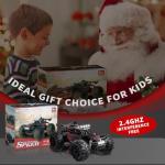 Carox Remote Control Car, 2.4GHz 25KM/H High Speed RC Car, 1:18 Off-Road Monster Truck with LED Lights and 1800mAh Rechargeable Battery – Ideal Gift for Boys 6+