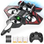 Epstur RC Plane - RC Airplane Fighter, Foam Remote Control Airplanes for Kids Adults, RC Plane Fighter Jet Toy with Auto Hover, Headless Mode 3D Flip Colorful LED Lights & 3 Batteries, Drone for Kids