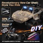 DEERC 1:14 Crawler RC Car, 48Kph High Speed RC Truck with LED Headlight for Boys Aldult, Offroad 4x4 2.4Ghz Remote Control Car, Monster Truck Toy, 2 Batteries, 40 Mins Running Time