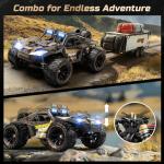 DEERC 1:14 Crawler RC Car, 48Kph High Speed RC Truck with LED Headlight for Boys Aldult, Offroad 4x4 2.4Ghz Remote Control Car, Monster Truck Toy, 2 Batteries, 40 Mins Running Time