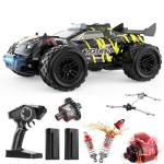 DEERC 1:14 Brushless RC Car for Adults, 43MPH 4WD Off-Road RC Truck with 7-Color LED Lights, Metal Oil Shocks, 2×7.4V High-Capacity Batteries, All-Metal Drivetrain, 3 Light Modes, 3S LiPo Compatible