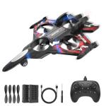 BEZGAR RC Plane | 2.4GHZ Drones for Kids, Remote Control Airplane, RC Helicopter, 360° Flip Fighter Jet Toy with Colorful LED Navigation Lights Red, Toys for ages 8-13