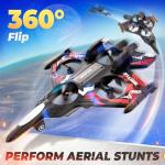 BEZGAR RC Plane | 2.4GHZ Drones for Kids, Remote Control Airplane, RC Helicopter, 360° Flip Fighter Jet Toy with Colorful LED Navigation Lights Red, Toys for ages 8-13