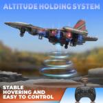 BEZGAR RC Plane | 2.4GHZ Drones for Kids, Remote Control Airplane, RC Helicopter, 360° Flip Fighter Jet Toy with Colorful LED Navigation Lights Red, Toys for ages 8-13