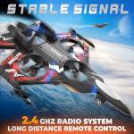 BEZGAR RC Plane | 2.4GHZ Drones for Kids, Remote Control Airplane, RC Helicopter, 360° Flip Fighter Jet Toy with Colorful LED Navigation Lights Red, Toys for ages 8-13