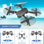 Mini Drone With 4K Cameras,Drones One Key Take Off/Landing, Waypoint Fly,Gesture Selfie,Headless Mode,3 Speeds Modes,2 Batteries,Remote Control Foldable RC Quadcopter Toys Gifts for Boys Girls. (Black)