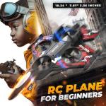 BEZGAR RC Plane | 2.4GHZ Drones for Kids, Remote Control Airplane, RC Helicopter, 360° Flip Fighter Jet Toy with Colorful LED Navigation Lights Red, Toys for ages 8-13