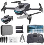 4K Camera Drone with Foldable Design, Dual Adjustable Lenses, Brushless Motors, Obstacle Avoidance, Altitude Hold, One-Touch Takeoff, Headless Mode, 2 Batteries, Storage Case Included