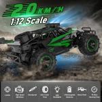 kolegend Remote Control Car 50+Min RC Cars Toys 1:12 Scale Monster Trucks 20KM/H Remote Control Monster Truck with LED Headlight and Rechargeable Battery Gifts for Boys 8-12,Green