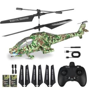 SNMUMU New Apache RC Helicopter - 2.4GHz Remote Control Helicopter with Altitude Hold, LED Lights, 2 Speed Modes, One Key Takeoff/Landing, Best Gifts for Kids 6 Years + & Adults
