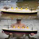 OBIOCKIDAY RC Boat Model with LED Lights, 2.4G RC 3CH Electric NQD Cruise Ship Watercraft Model RC Ship Remote Control Boat, Waterproof RC Racing Boat Model Gift Toy for Adults -RTR