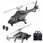 A61 AIRWOLF Remote Controlled Helicopter Aircraft Plane 4CH RC Heli Aileronless 1/42 Scale 6-Axis Gyroscope Altitude Hovering Optical Flow Position 2Batteries for Adults Beginners/Black white