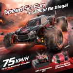 DEERC 1/14 Fast Brushless RC Car for Adults, Max 46+ mph Off-Road Truck, 4WD Waterproof RC, High Speed Remote Control Car, 2 * 3S Lipo, All Terrain RC Truggy for Snow, Sand & Mud