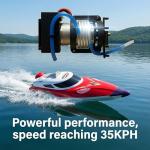 19" Big RC Boat High Speed 35+ KPH Remote Control Boat for Kids and Adults, Outdoor Water Toy Race Ship for Pool Lake With 3000mAh Big Capacity Battery,Water Play Toy Gift Racing Ship with LED Light