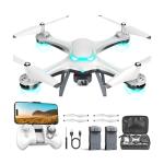 Drone with 1080P Camera for Beginners, Remote Control Quadcopter with Gestures Selfie, Altitude Hold, One Key Start, 3D Flips, 2 Batteries, Toy for Beginners, White