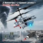 DEERC Black Hawk RC Helicopter, Remote Control Helicopter with Red Scorpion Tail Design, 24 Mins Flight (2 Batteries), Helicopters Toy for Kids, LED Lights, Altitude Hold, Birthday Gift for Boys 8-12