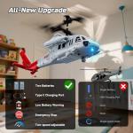 DEERC Black Hawk RC Helicopter, Remote Control Helicopter with Red Scorpion Tail Design, 24 Mins Flight (2 Batteries), Helicopters Toy for Kids, LED Lights, Altitude Hold, Birthday Gift for Boys 8-12