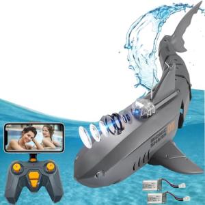 RiskOrb RC Sharks with Camera for Kids/Adults, Remote Control Shark Toys for Swimming Pool,RC Boat with Camera,Pool Toys RC Camera Boat Toys, Simulated Shark for Outdoor Toys(2 Batteries)
