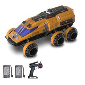 BAODWAM Remote Control Car, 6-Wheel Drive 2.4GHz 1:12 RC Truck Toy Off Road can Shoot Water Bomb with Headlights, Turn Signal Lights and 2 Rechargeable Batteries Gifts for Kids Adults Age 8+ (Yellow)