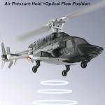 A61 AIRWOLF Remote Controlled Helicopter Aircraft Plane 4CH RC Heli Aileronless 1/42 Scale 6-Axis Gyroscope Altitude Hovering Optical Flow Position 2Batteries for Adults Beginners/Black white