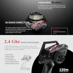 Ssccgym WL916 Brushless Remote Control Speed Boat RC Watercraft 2.4G 55km/h Under Motor RC Submarine with LED ights for Hobbies Adults Favor 14y+ (RTR 2Batteries)