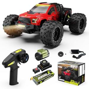 VIRCAS 1/14 Brushless RC Cars, Monster Truck, RC Truck, 50+ MPH, 4WD, Waterproof, Red, Ages 8+
