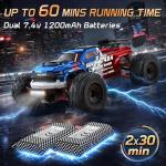 Scientoy 1/16 RC Cars 45 KPH, 4WD All Terrain High Speed Remote Control Car, Offroad RC Truck with 2 Rechargeable Batteries, 60 Mins Runtime, 2.4GHz Fast RC Cars for Adults, Kids and Boys Gifts