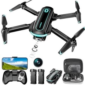 Drone with Camera, Drones for Adults and Beginners, 1080P HD FPV Foldable Mini Drones for Kids, with 2 Batteries, Carrying Case, Trajectory Flight, Gravity Control, One-Key Takeoff/Landing, 360° Flip, Toys for Gift