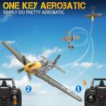 Volantexrc Brushless RC Planes for Adults, 4 Channel RTF P-51 Mustang RC Airplane Fighter, 6-Axis Gyro, 3 Flight Modes, One-Key Aerobatic, Wingspan 500mm Fuselage 396mm, Suitable for Expert Pilot