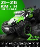 Carox Remote Control Car, 2.4GHz 26KM/H High Speed RC Car, 1:18 Off-Road Monster Truck with LED Lights, Proportional Throttle & 1800mAh Rechargeable Batteries – Ideal Gift for Boys 6+