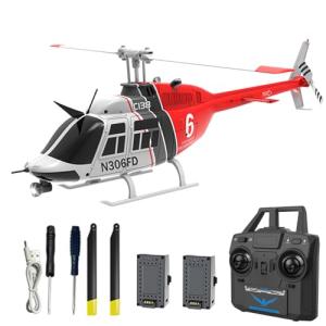 Authticar C138 Remote Control Helicopter, Bell206 Helicopter 2.4GHz 4CH Single Propeller Aileron RC Aircraft One Click Roll Takeoff and Landing Six-axis Gyroscope, Air Pressure Setting