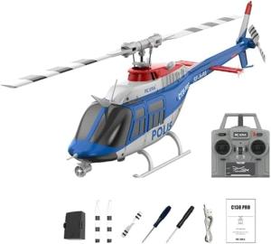RC ERA C138-PRO Bell-206 Brushless Stabilized 6-Axis Gyroscope 6CH 3D RC Helicopter With Optical Flow Sensor and Upgraded Transmitter - Remote Control Helicopter RTF For Beginner & Adults (Blue)