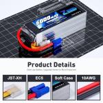 Zeee 22.2V 100C 6000mAh 6S Lipo Battery with EC5 Connector RC Battery for RC Car Truck RC Airplane Helicopter Quadcopter Boat