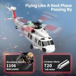 GQGQGQ K270 UH60L Remote Controlled Helicopter 2.4Ghz 4CH RC Helicopter Heli Aileronless 6-Axis Gyroscope Air Pressure Hold Optical Flow Position 3-Batteries for Adults Beginners