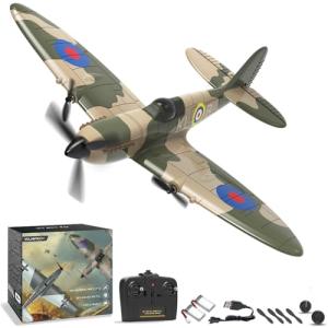 volantexrc RC Plane 3 Channel Remote Control Plane Fighter Spitfire with 6-axis Gyro, 2.4GHz RTF Radio Controlled Aircraft Easy to Fly for Beginners Adults (76205 RTF)