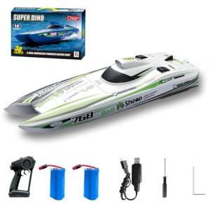 GoolRC Remote Control Boat 2.4GHz High Speed 30km/h Brushless Turbojet Speedboat Remote Control Ship Cooling Waterproof Low Battery/Over Distance Reminder 2 Battery