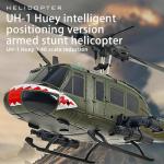 315MM UH-1 Remote Control Helicopter Aircraft for Adults Expert 6CH C032 Maintain Altitude Brushless Motor Optical Flow Positioning/Fly Upside Down 3D Rolling Hobby RC Heli (RTF 2Battery)