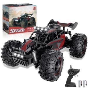 Carox Remote Control Car, 2.4GHz 25KM/H High Speed RC Car, 1:18 Off-Road Monster Truck with LED Lights and 1800mAh Rechargeable Battery – Ideal Gift for Boys 6+