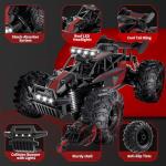 Carox Remote Control Car, 2.4GHz 25KM/H High Speed RC Car, 1:18 Off-Road Monster Truck with LED Lights and 1800mAh Rechargeable Battery – Ideal Gift for Boys 6+