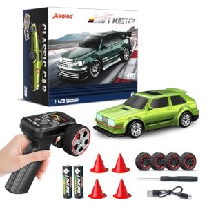 Dingdongwu 1/43 Mini RC Drift Car with Gyroscope, 4WD Full Proportional RC Car, 2.4GHZ Hobby Grade Remote Control Cars, RTR Model Vehicle, 20+KM/H High Speed for Hobbyists Kids Adults (Lime Green)