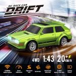 Dingdongwu 1/43 Mini RC Drift Car with Gyroscope, 4WD Full Proportional RC Car, 2.4GHZ Hobby Grade Remote Control Cars, RTR Model Vehicle, 20+KM/H High Speed for Hobbyists Kids Adults (Lime Green)