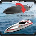 Authticar RC Boat, 2.4GHZ 30km/h RC Speed Boat with 390 Motor, Water Cooling System, Low Power Reminder, Auto Self-Righting, Off Water Sensing Water Play Toy Gift for s s