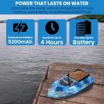 nuobake Bait Boat,RC Bait Boat,2.4G 546yd Remote Control with 4.4lbs Capacity, Dual 5200mAh Batteries, ABS Heavy-Duty Hull, Brushless Motors & Night LED