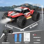 Scientoy Remote Control Car, 30+KPH High Speed 4WD RC Cars, 2.4GHz Monster Truck Toys for Boys Age 6-8-12, 1:18 RC Truck with 2 Rechargeable Batteries & LED Lights, Birthday Gifts for Adults Kids