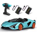 MIEBELY Lamborghini Remote Control Car, 1:12 Scale Lambo Toy Car 7.4V 900mAh Officially Licensed 12Km/h Fast Rc Cars with Led Light 2.4Ghz Model Car for Adults Boys Girls Birthday Ideas Gift - Blue
